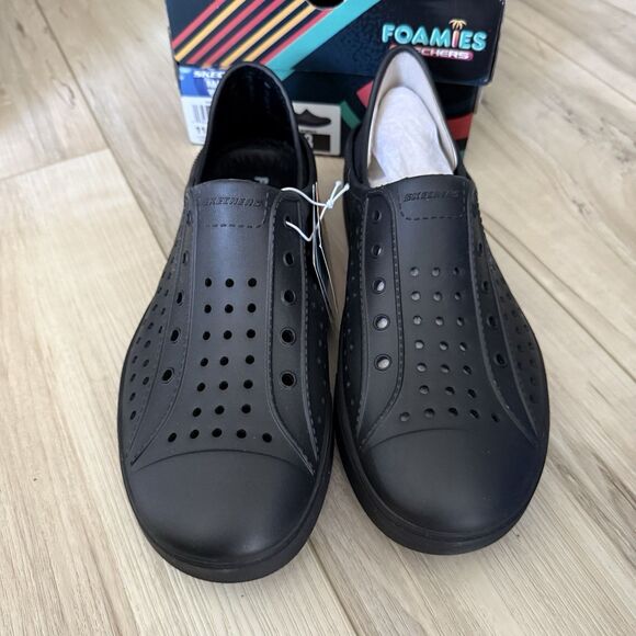 SKECHERS VISTA CALI DREAMING FOAMIES LOW SLIP-ON WOMEN SHOES BLACK SIZE 8 NEW - Picture 3 of 5